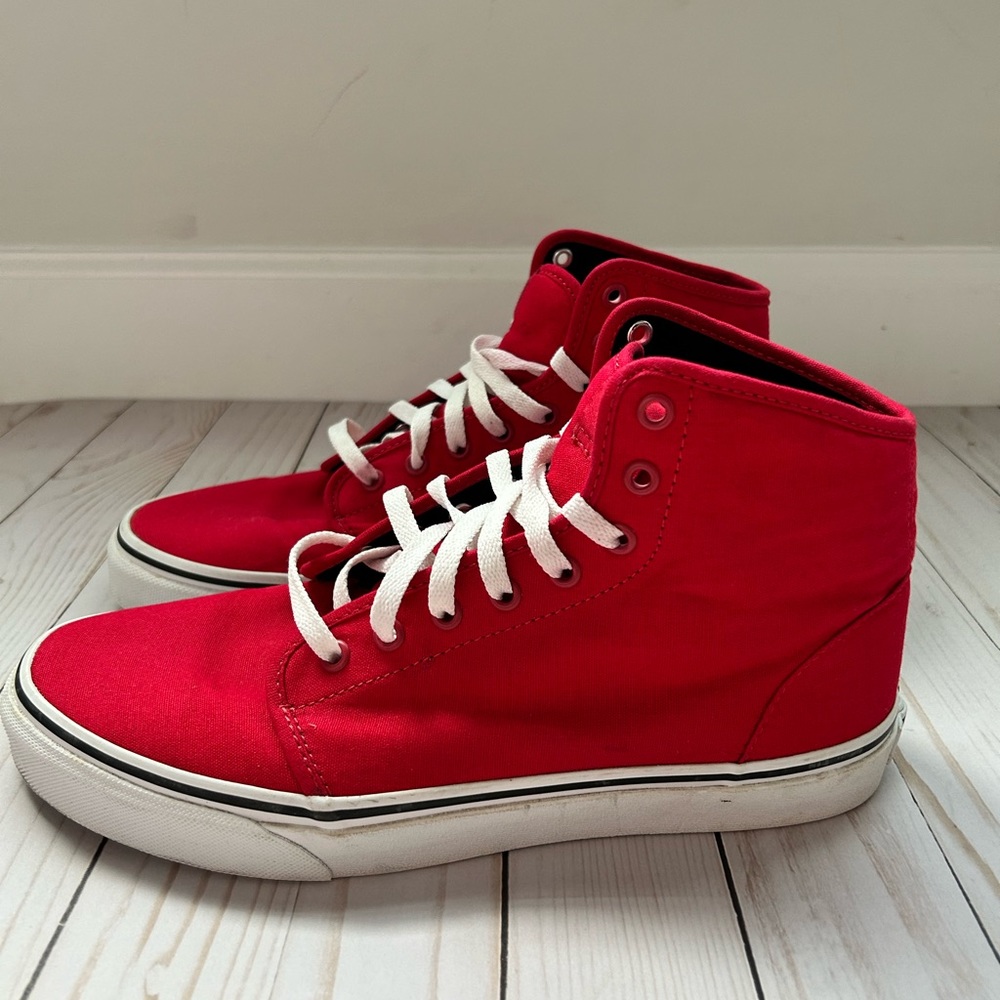 Red high top Vans sneakers